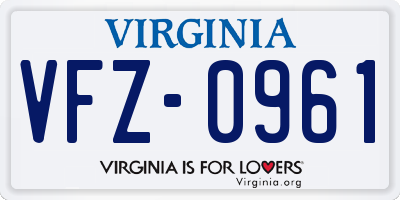 VA license plate VFZ0961
