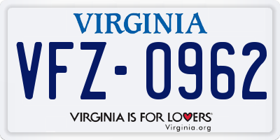 VA license plate VFZ0962