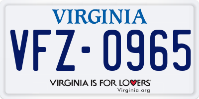 VA license plate VFZ0965