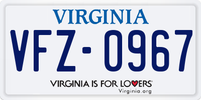 VA license plate VFZ0967