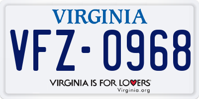 VA license plate VFZ0968