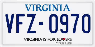 VA license plate VFZ0970