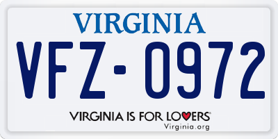 VA license plate VFZ0972