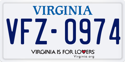 VA license plate VFZ0974