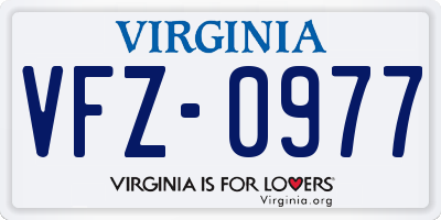 VA license plate VFZ0977