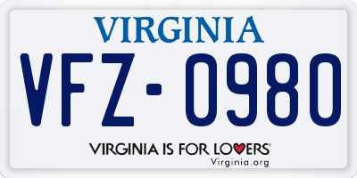 VA license plate VFZ0980