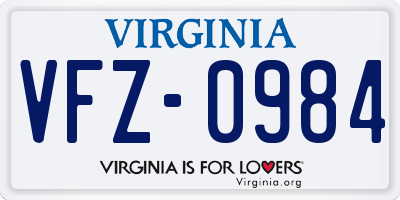 VA license plate VFZ0984