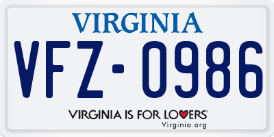 VA license plate VFZ0986