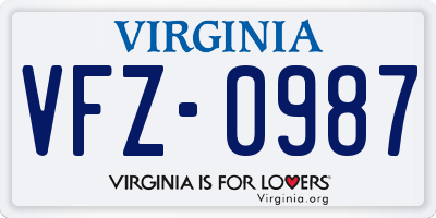 VA license plate VFZ0987