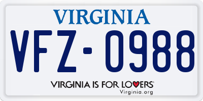 VA license plate VFZ0988