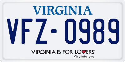 VA license plate VFZ0989