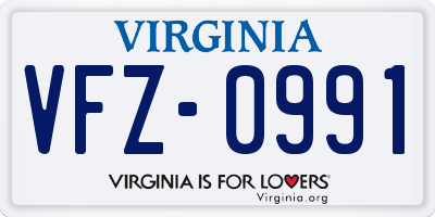 VA license plate VFZ0991