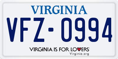 VA license plate VFZ0994