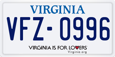 VA license plate VFZ0996