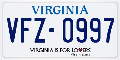 VA license plate VFZ0997