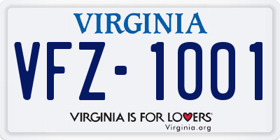 VA license plate VFZ1001