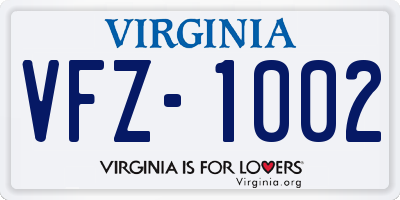 VA license plate VFZ1002