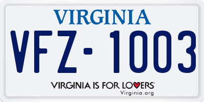 VA license plate VFZ1003