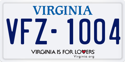 VA license plate VFZ1004