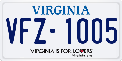 VA license plate VFZ1005