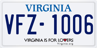VA license plate VFZ1006