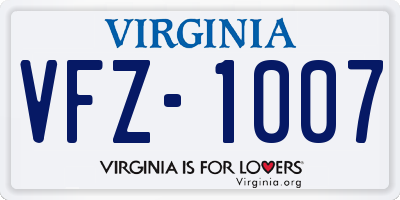 VA license plate VFZ1007