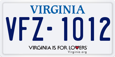 VA license plate VFZ1012