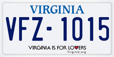 VA license plate VFZ1015