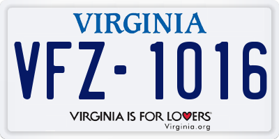 VA license plate VFZ1016