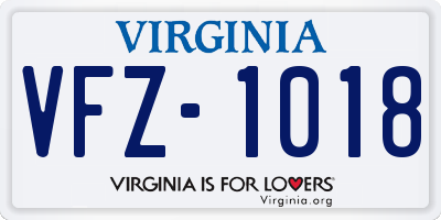 VA license plate VFZ1018