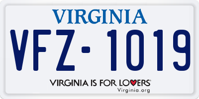 VA license plate VFZ1019