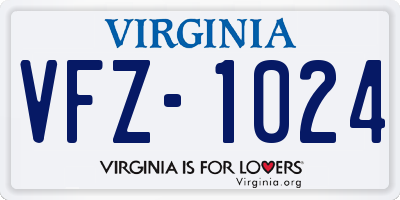VA license plate VFZ1024