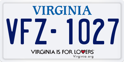VA license plate VFZ1027