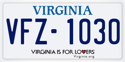 VA license plate VFZ1030