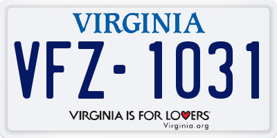 VA license plate VFZ1031
