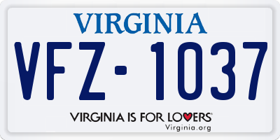 VA license plate VFZ1037