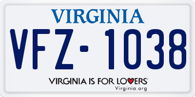 VA license plate VFZ1038