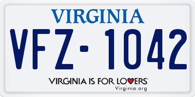 VA license plate VFZ1042