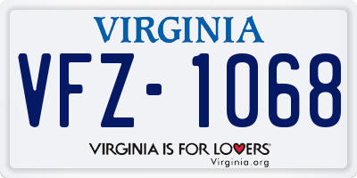 VA license plate VFZ1068