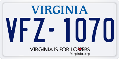 VA license plate VFZ1070