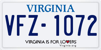 VA license plate VFZ1072