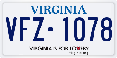 VA license plate VFZ1078
