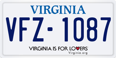 VA license plate VFZ1087