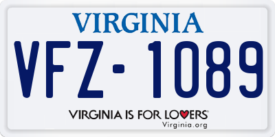 VA license plate VFZ1089