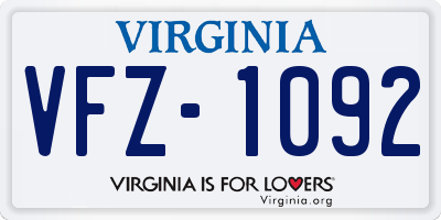 VA license plate VFZ1092
