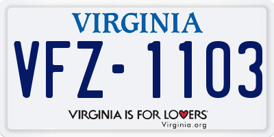 VA license plate VFZ1103