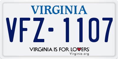VA license plate VFZ1107