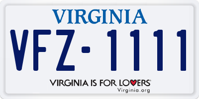 VA license plate VFZ1111