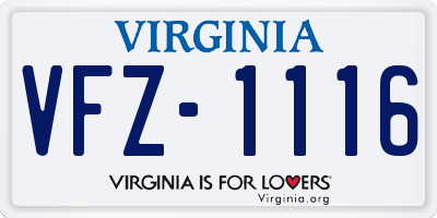 VA license plate VFZ1116