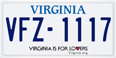 VA license plate VFZ1117